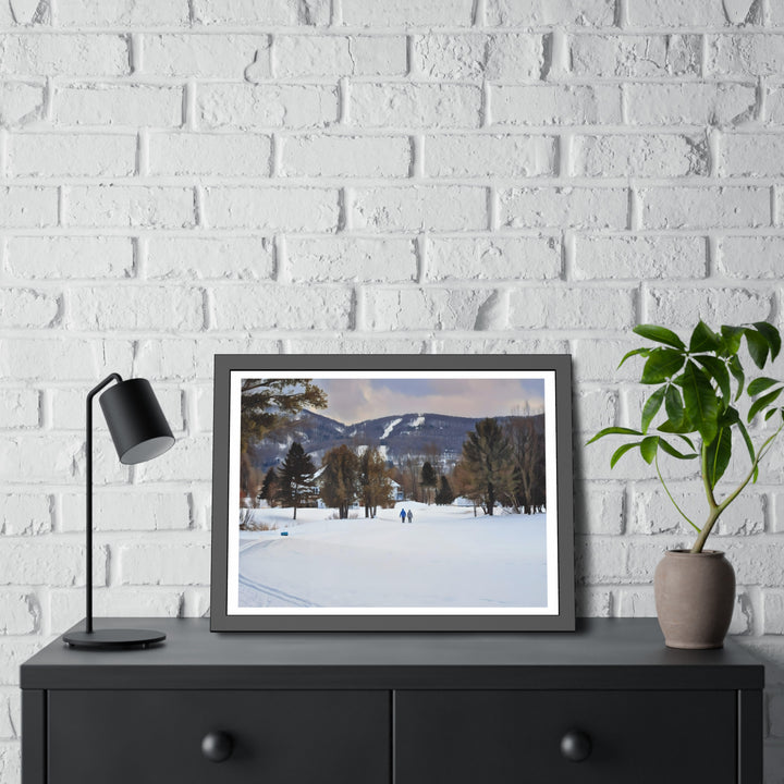 Ski Hill Landscape in Bromont: Art Print - Framed