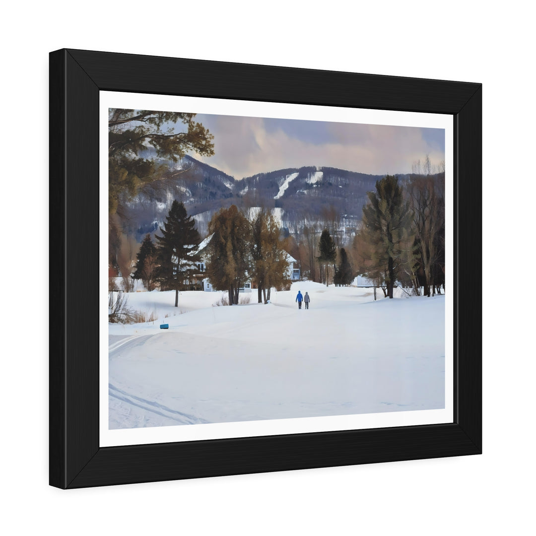 Ski Hill Landscape in Bromont: Art Print - Framed