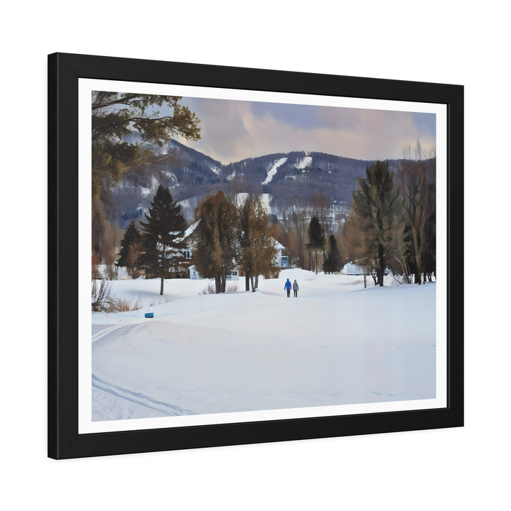 Ski Hill Landscape in Bromont: Art Print - Framed