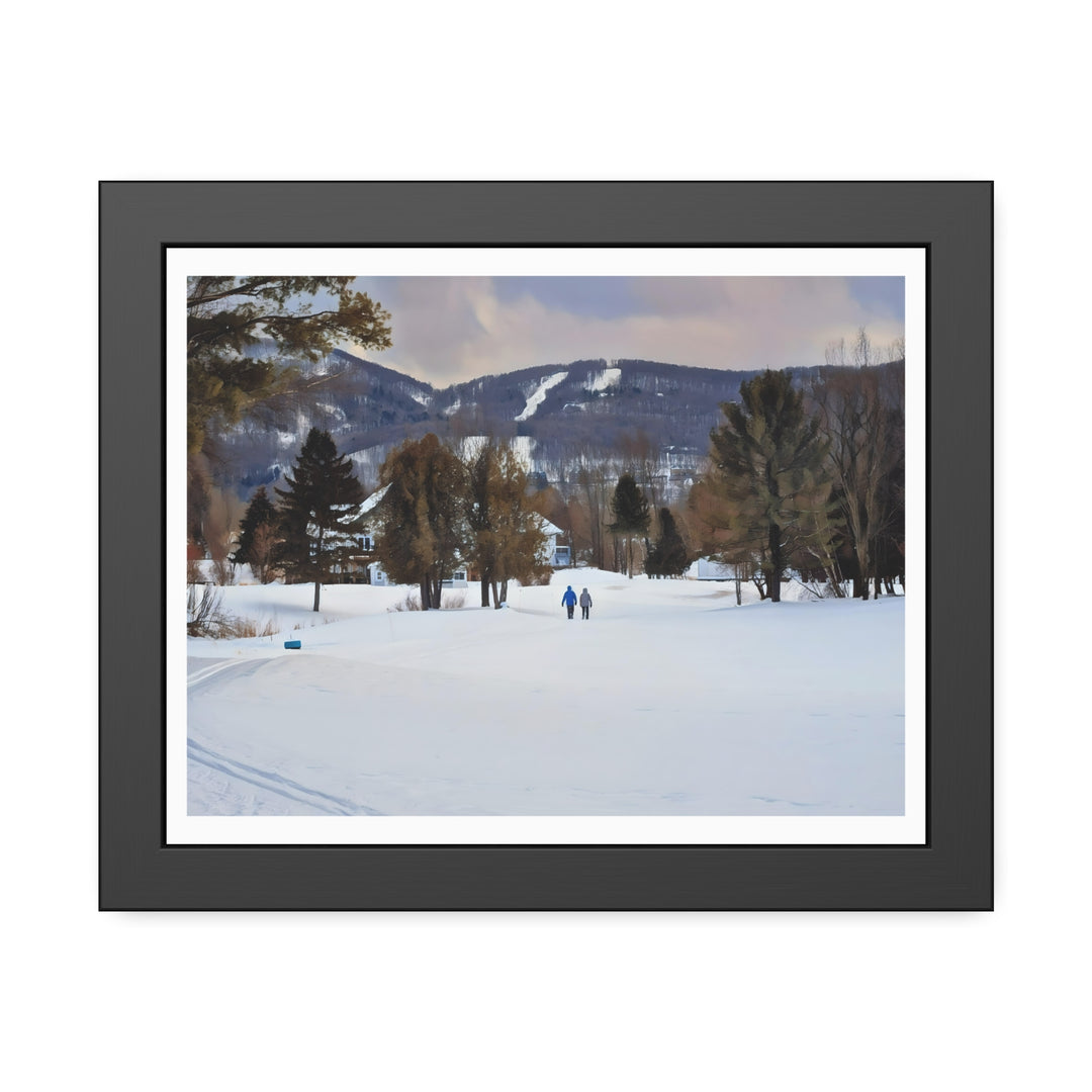 Ski Hill Landscape in Bromont: Art Print - Framed