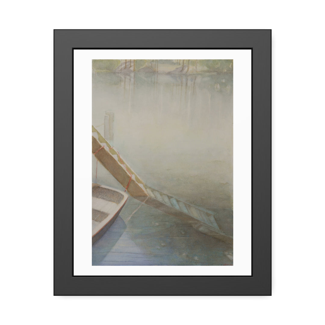 Mist on the Lake: Watercolor Fine Art Print - Framed