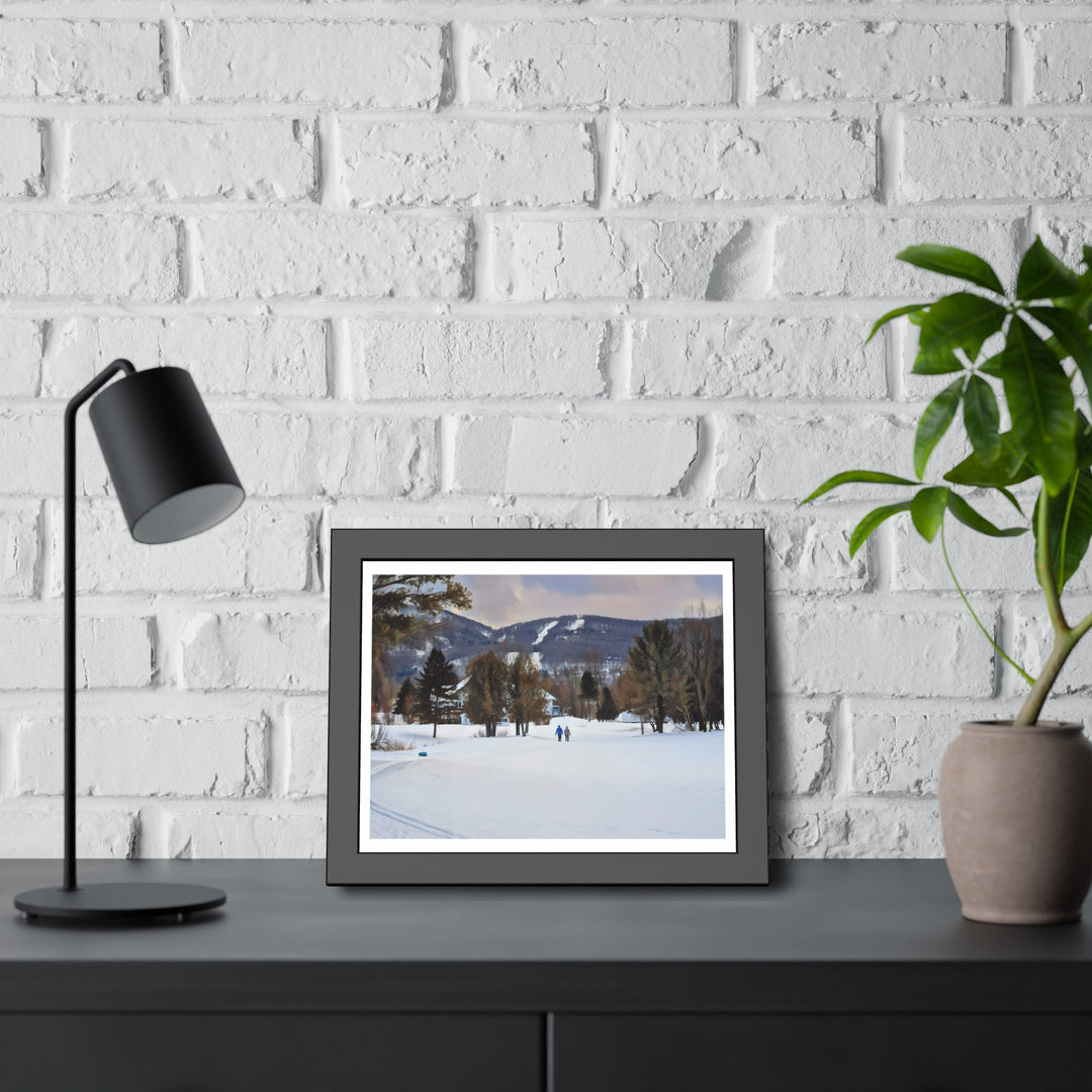 Ski Hill Landscape in Bromont: Art Print - Framed