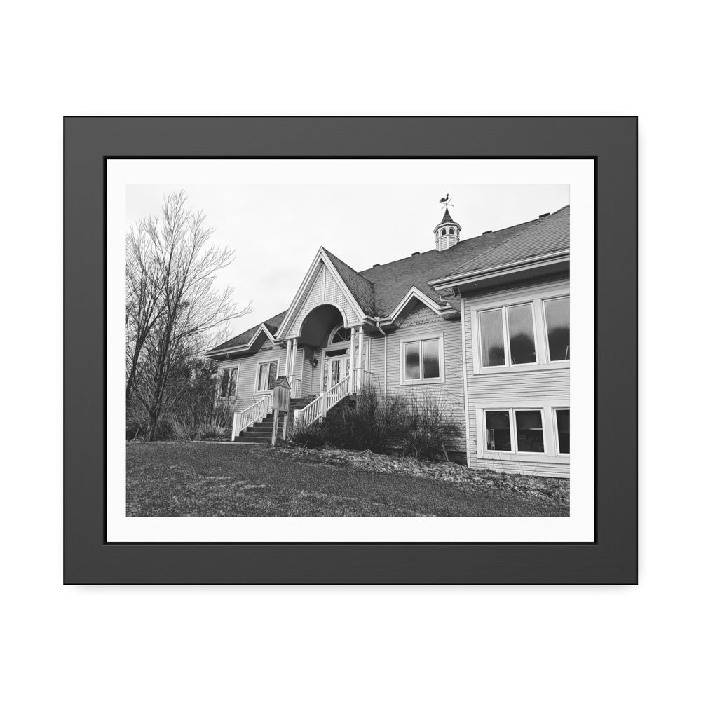 Photograph of the Golf du Vieux Village clubhouse in Bromont, Quebec, capturing its beautiful architecture and tranquil surroundings. - Bromont Media