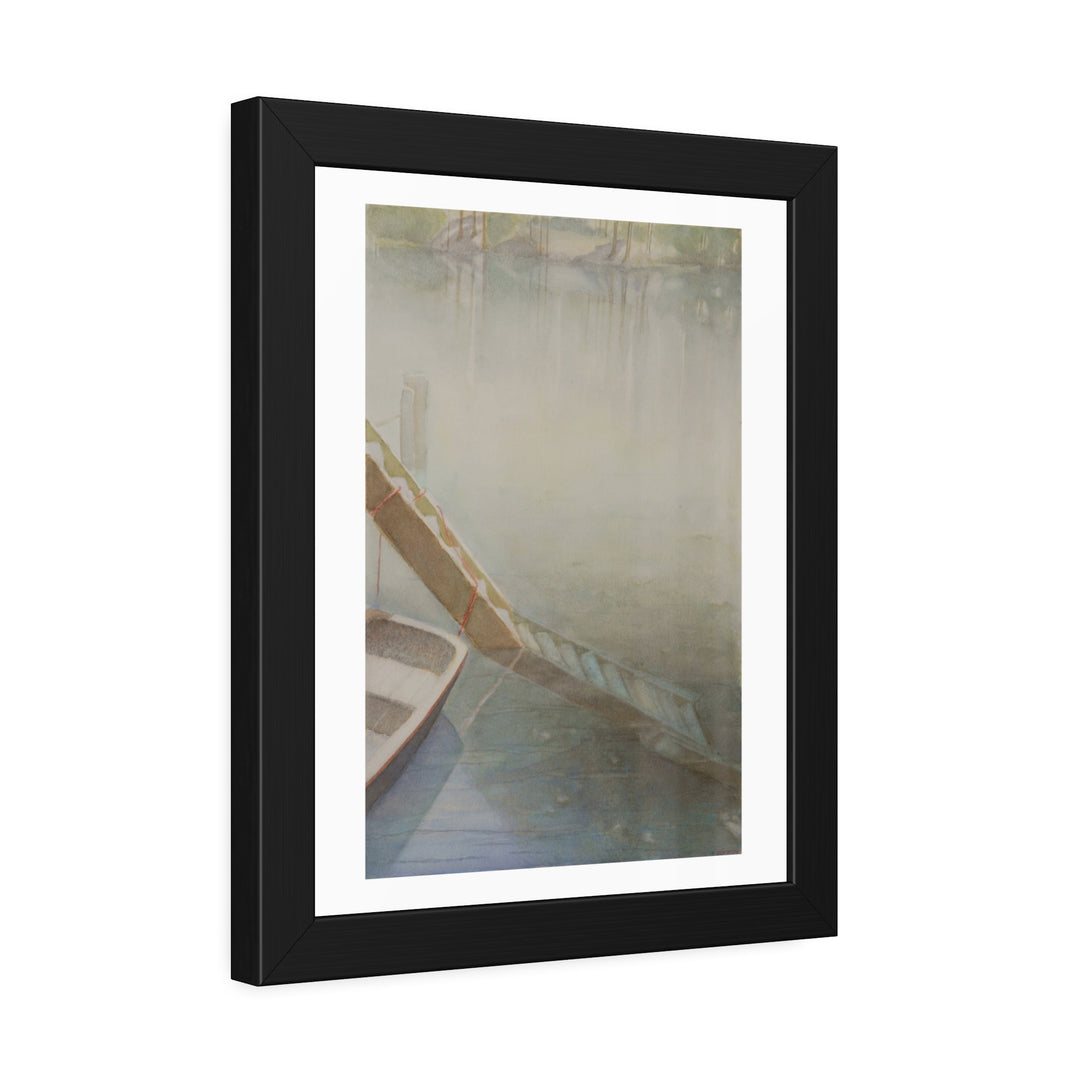 Mist on the Lake: Watercolor Fine Art Print - Framed