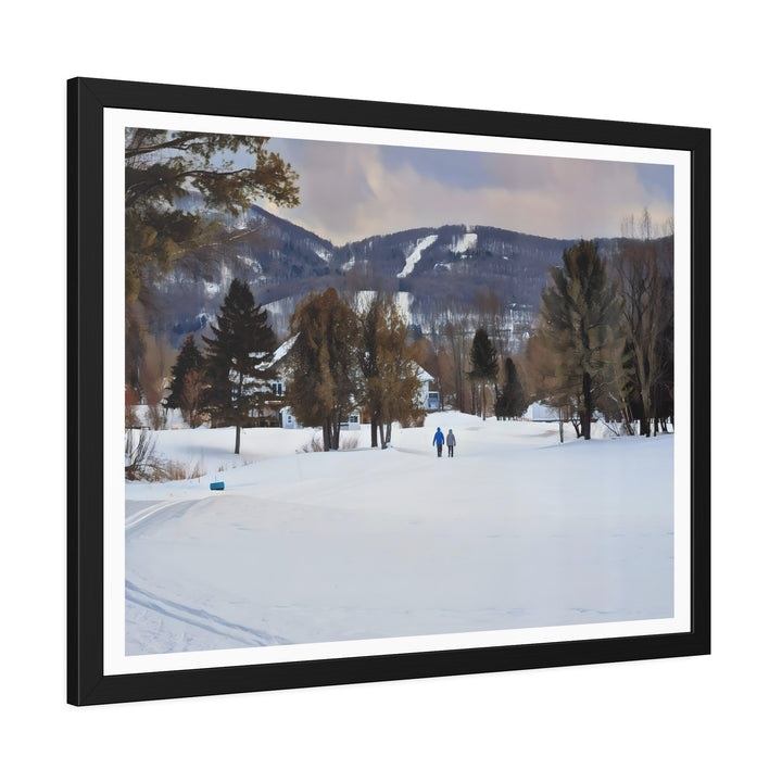 Ski Hill Landscape in Bromont: Art Print - Framed