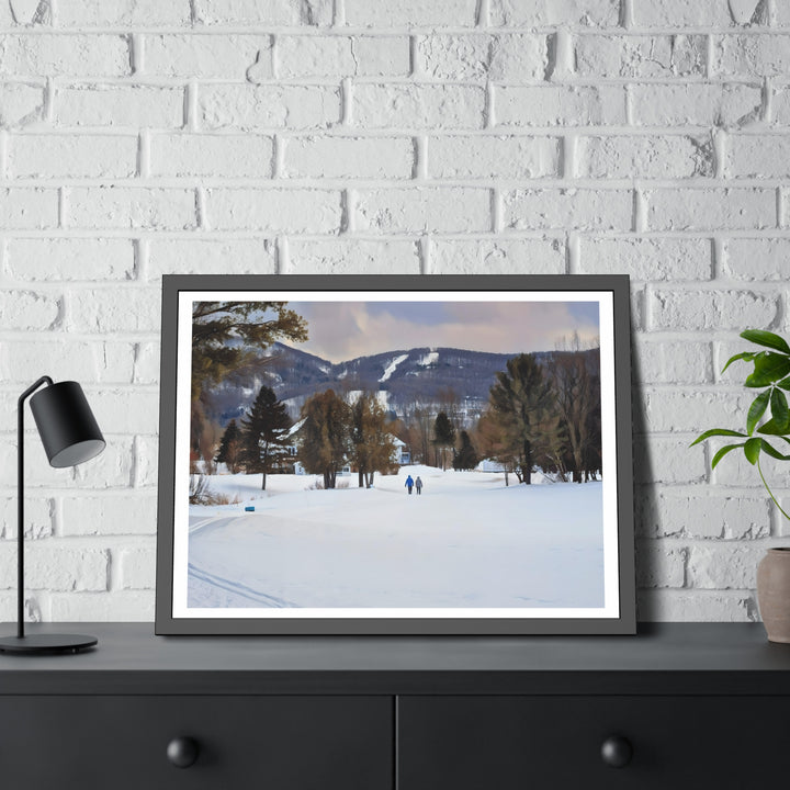 Ski Hill Landscape in Bromont: Art Print - Framed