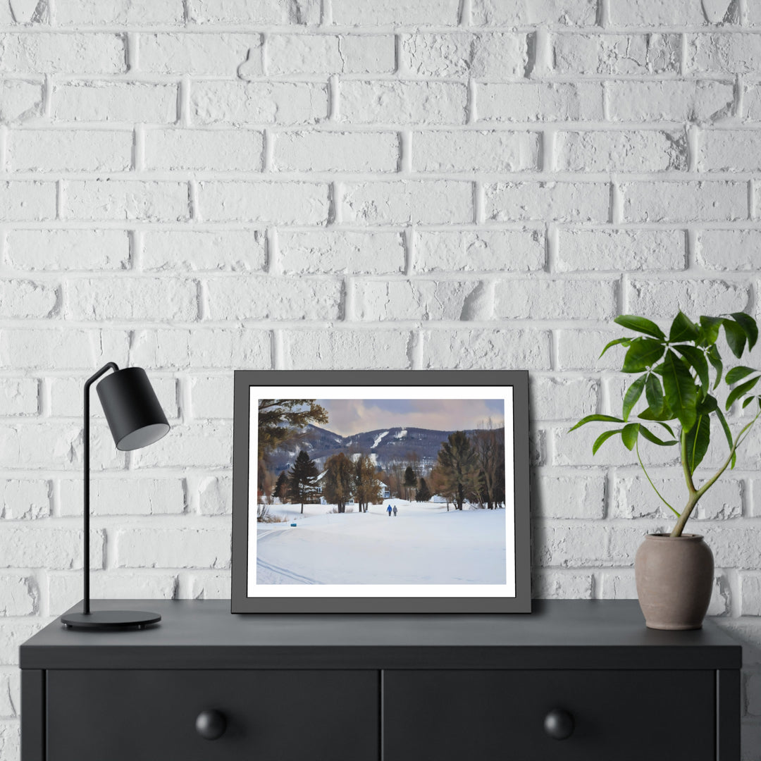 Ski Hill Landscape in Bromont: Art Print - Framed