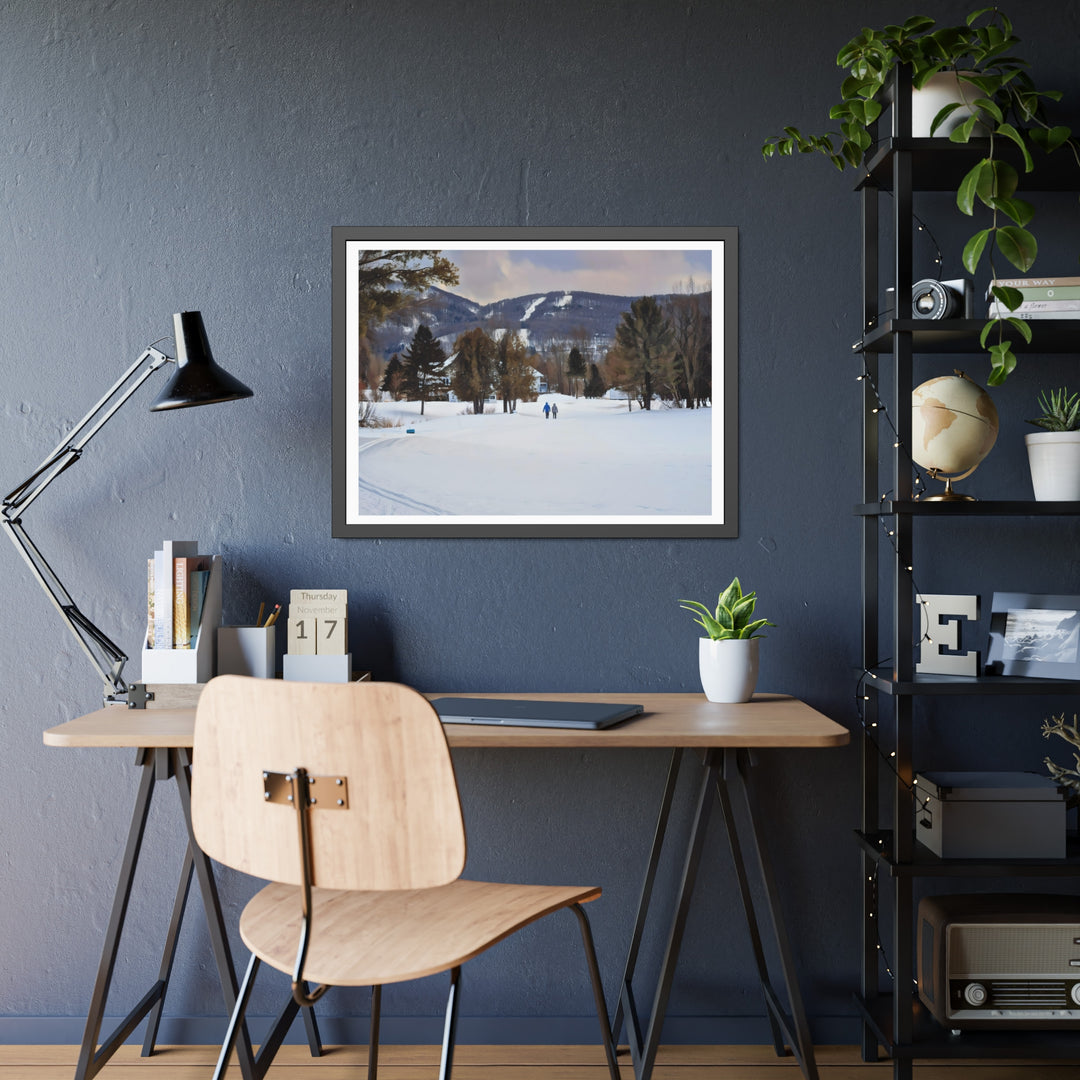 Ski Hill Landscape in Bromont: Art Print - Framed