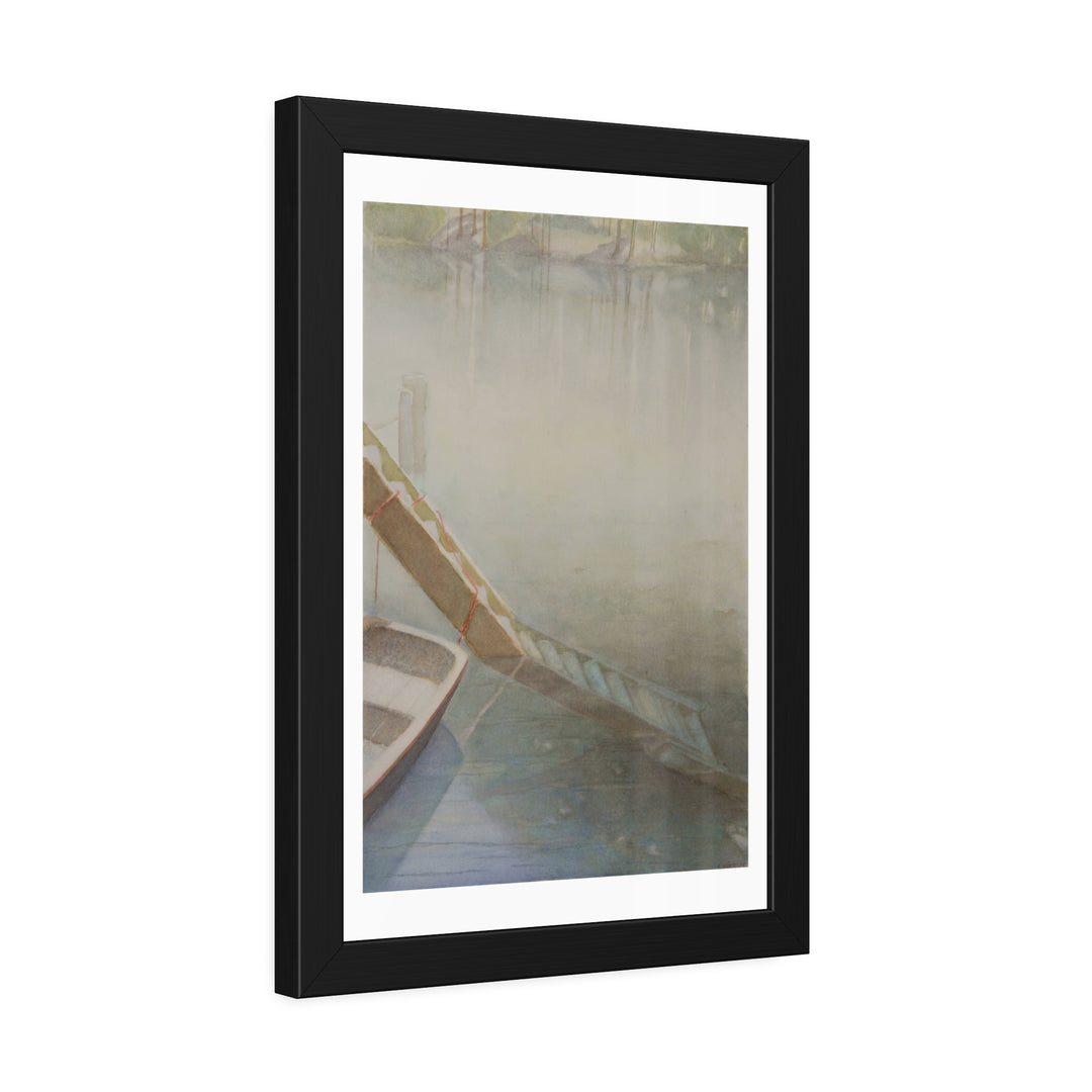 Mist on the Lake: Watercolor Fine Art Print - Framed